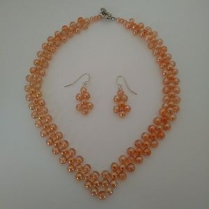 Ambar glass beads necklace and earring set.